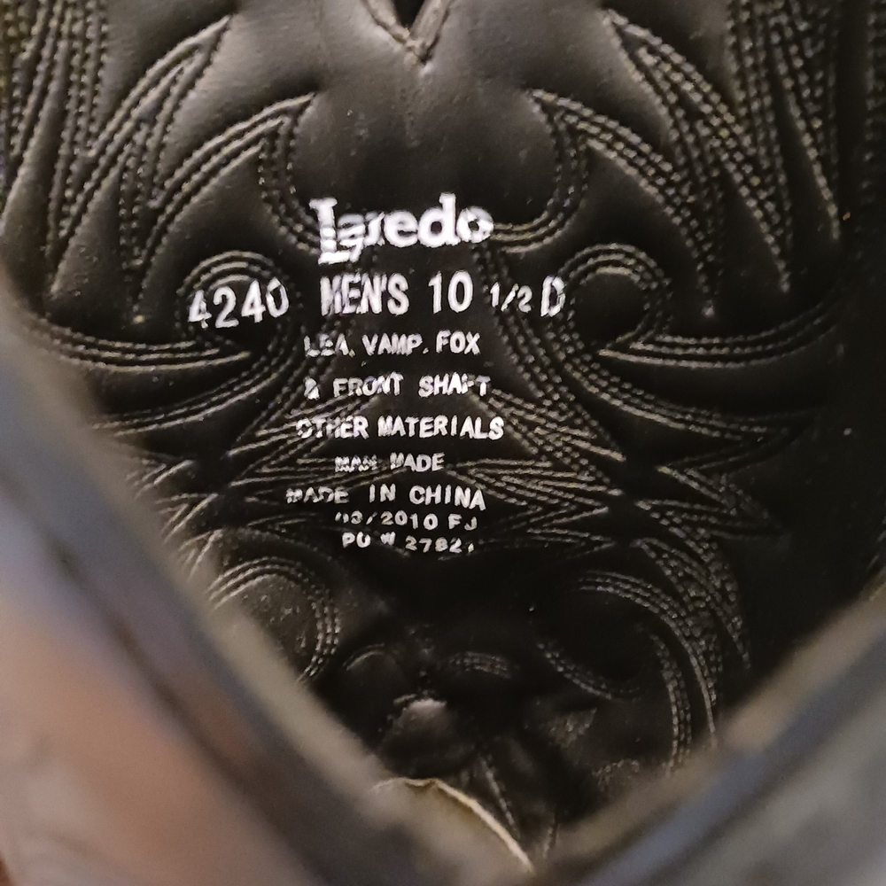 Laredo Black Cowboy Boots with Classic Stitching and Stacked Heel